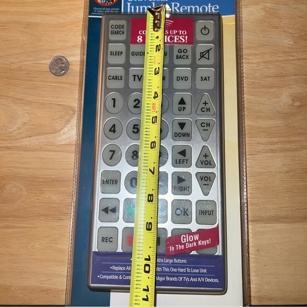 NEW Jumbo Universal Remote Control Up to 8 Devices. GLOW in the Dark Buttons BIG